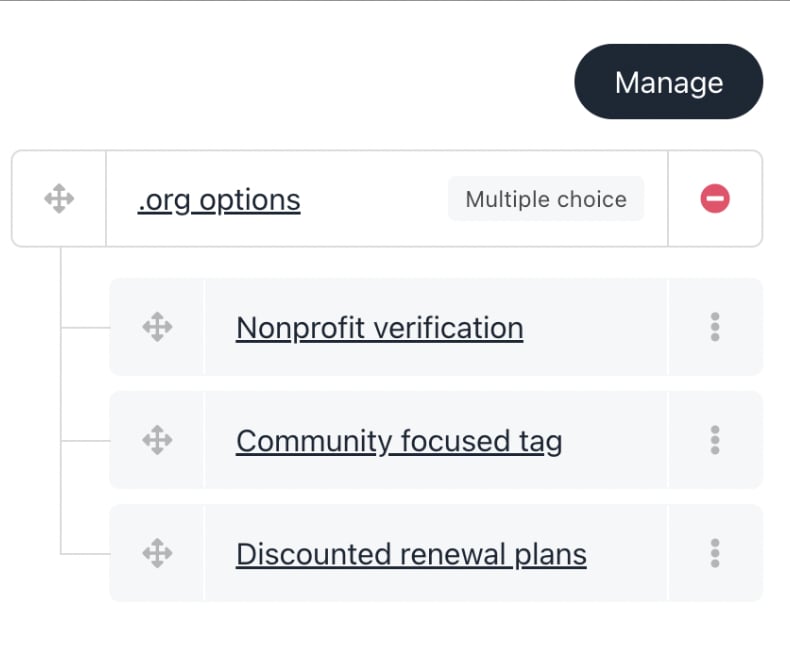 Click manage to edit