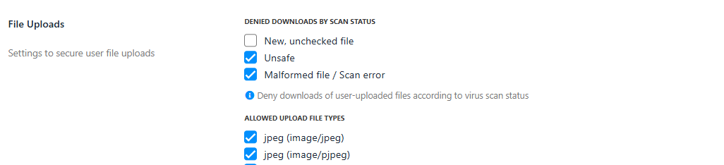 Select file upload types