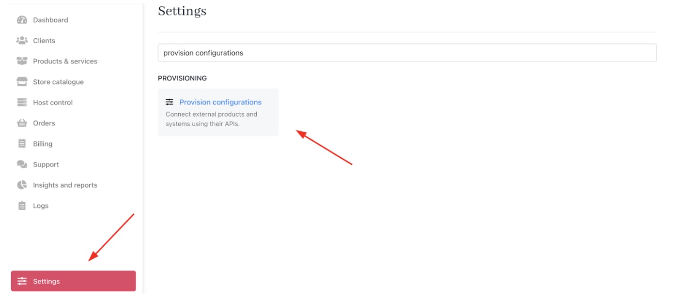 Settings > Provisioning > Provision Configurations