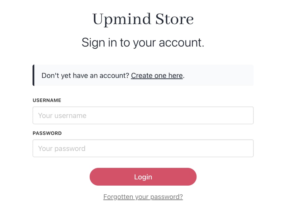 Login page