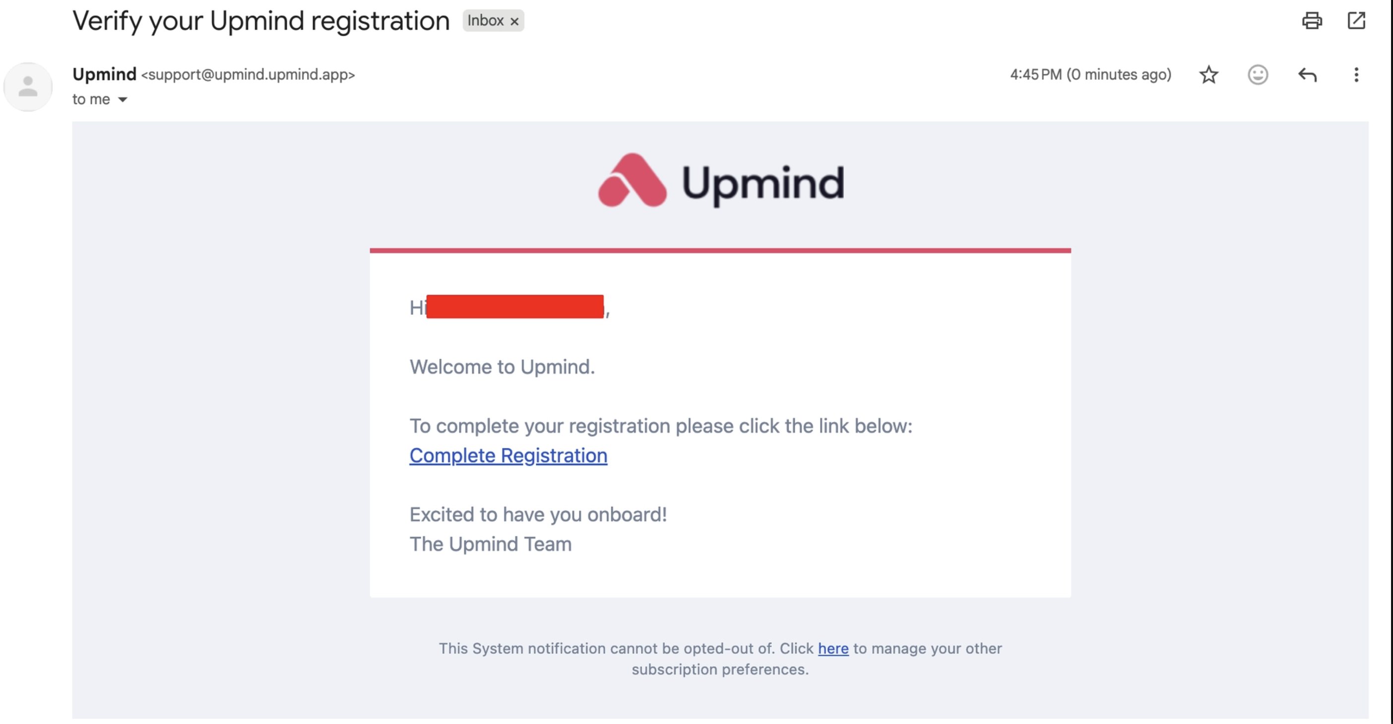 Click on complete registration
