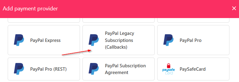 Select PayPal Legacy Subscription (Callbacks)