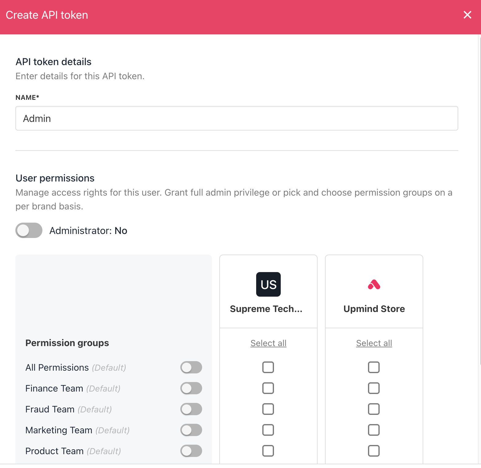 Add name and choose permissions