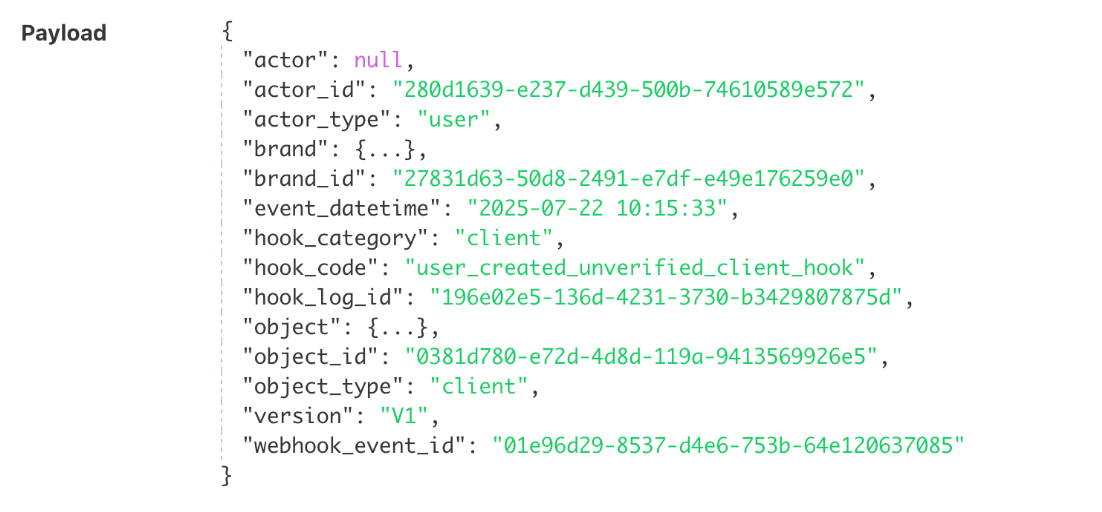Webhook payload