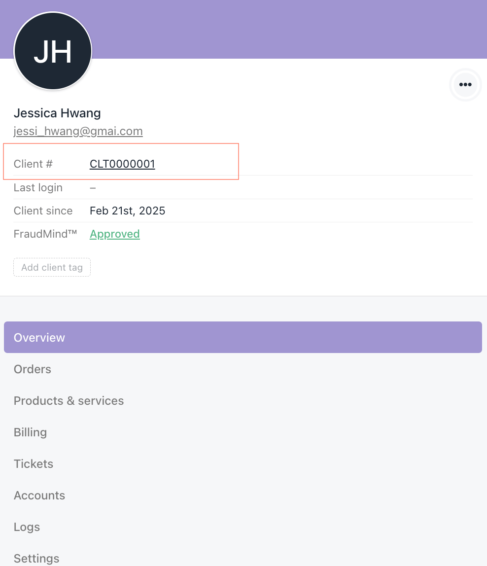 Profile in Admin Area