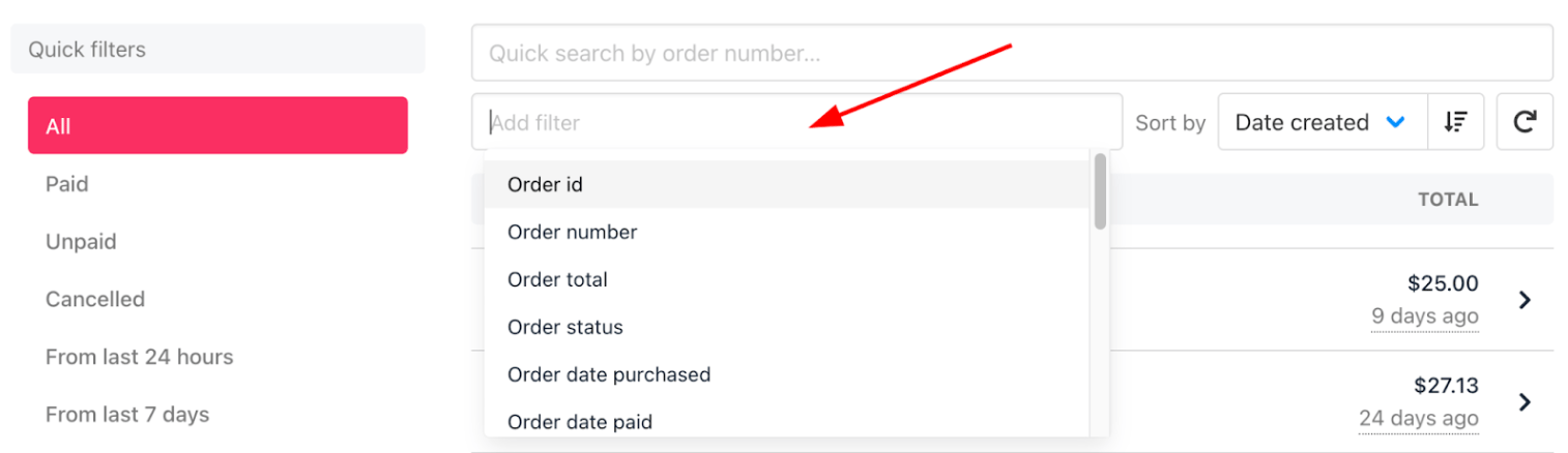 Order filters