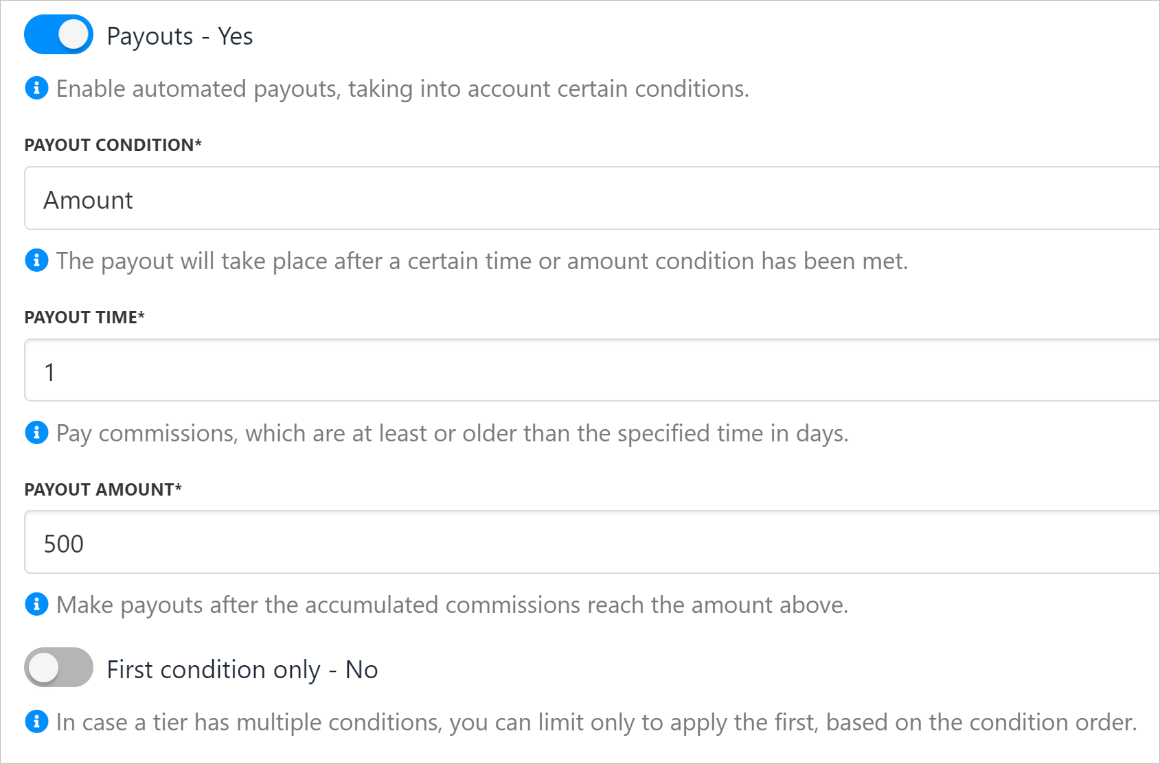 Commission payouts