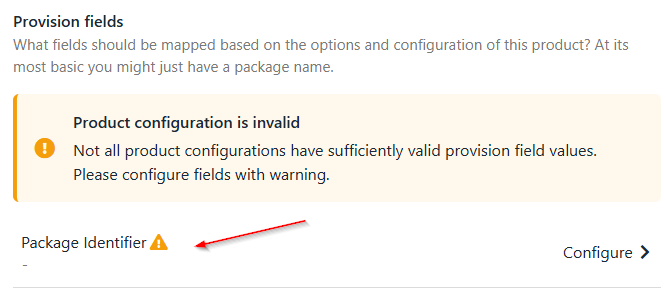 Configure package identifier