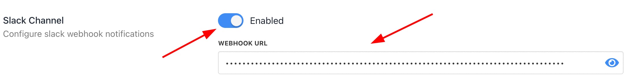 Toggle switch and paste Webhook URL