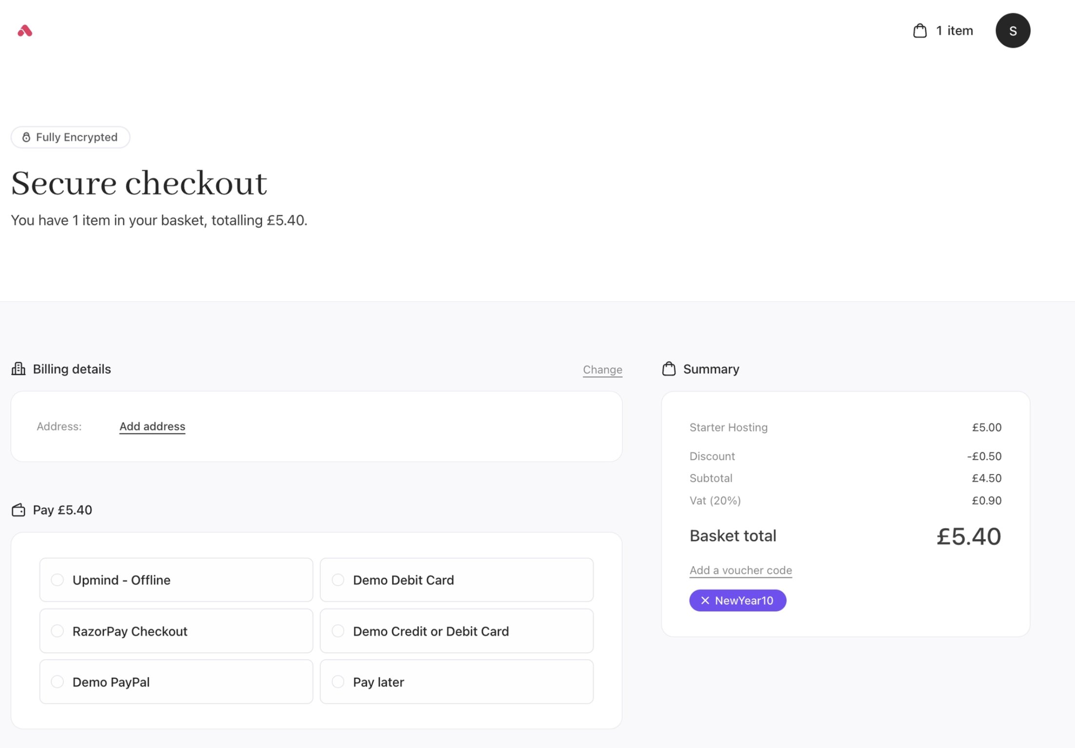 Enclosed checkout layout
