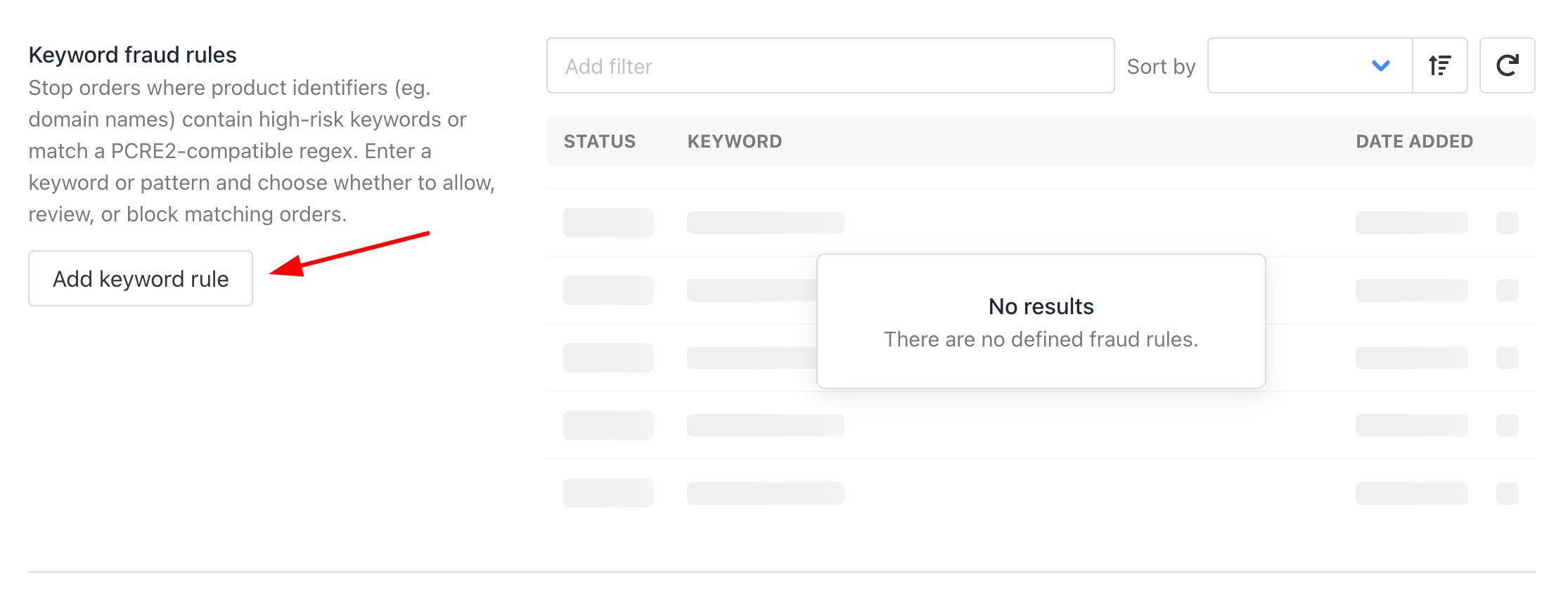 Add keyword rule