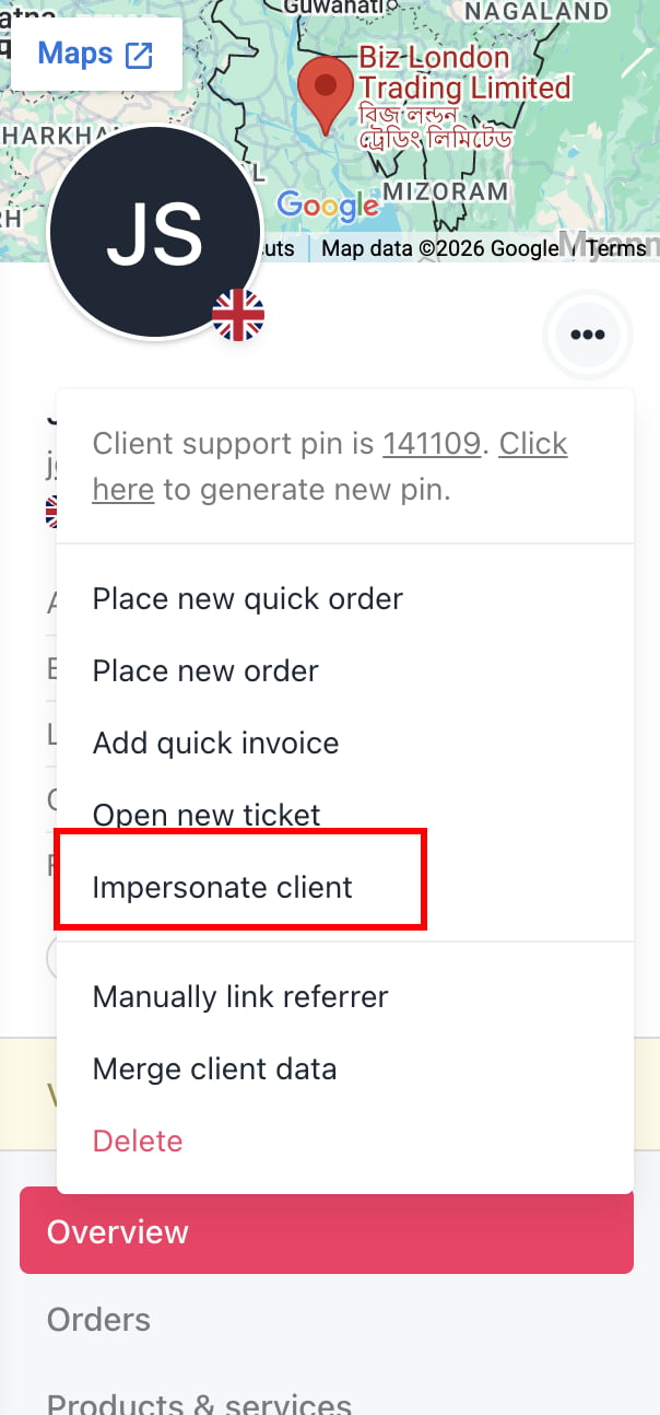 Impersonate clients