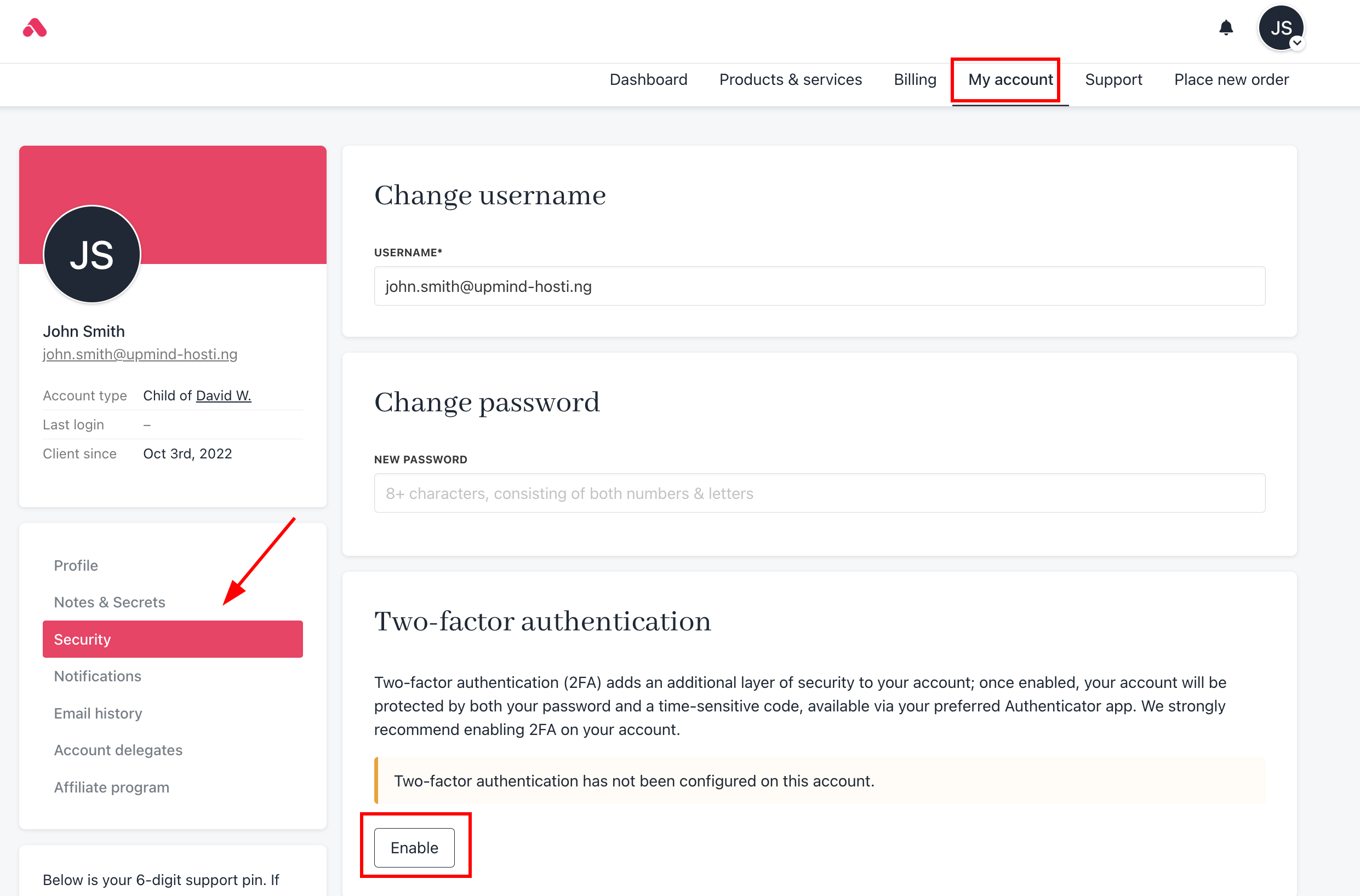Enable 2FA for clients