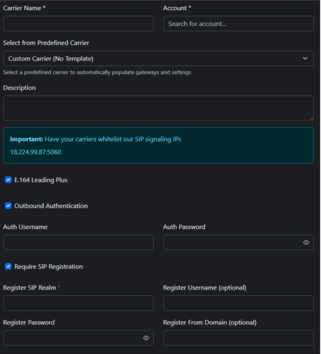 Begin message type options