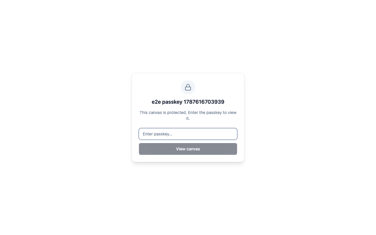 A public canvas link prompting for a passkey before the canvas will load
