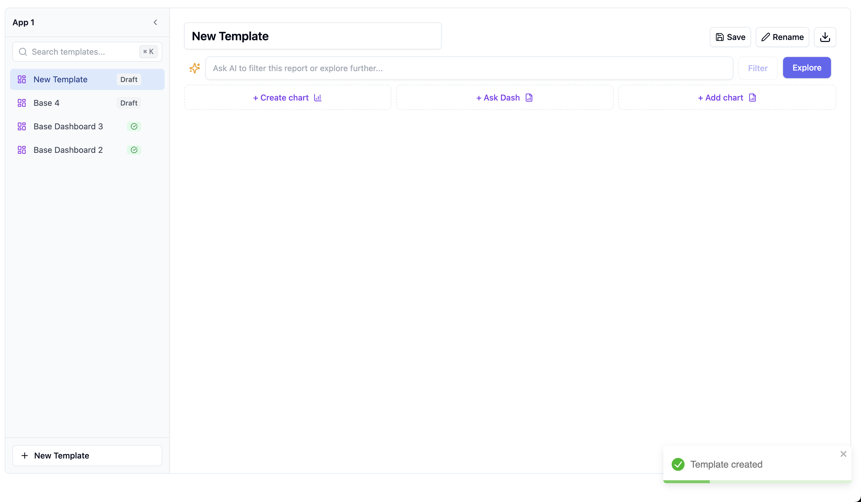 Dashboard template builder