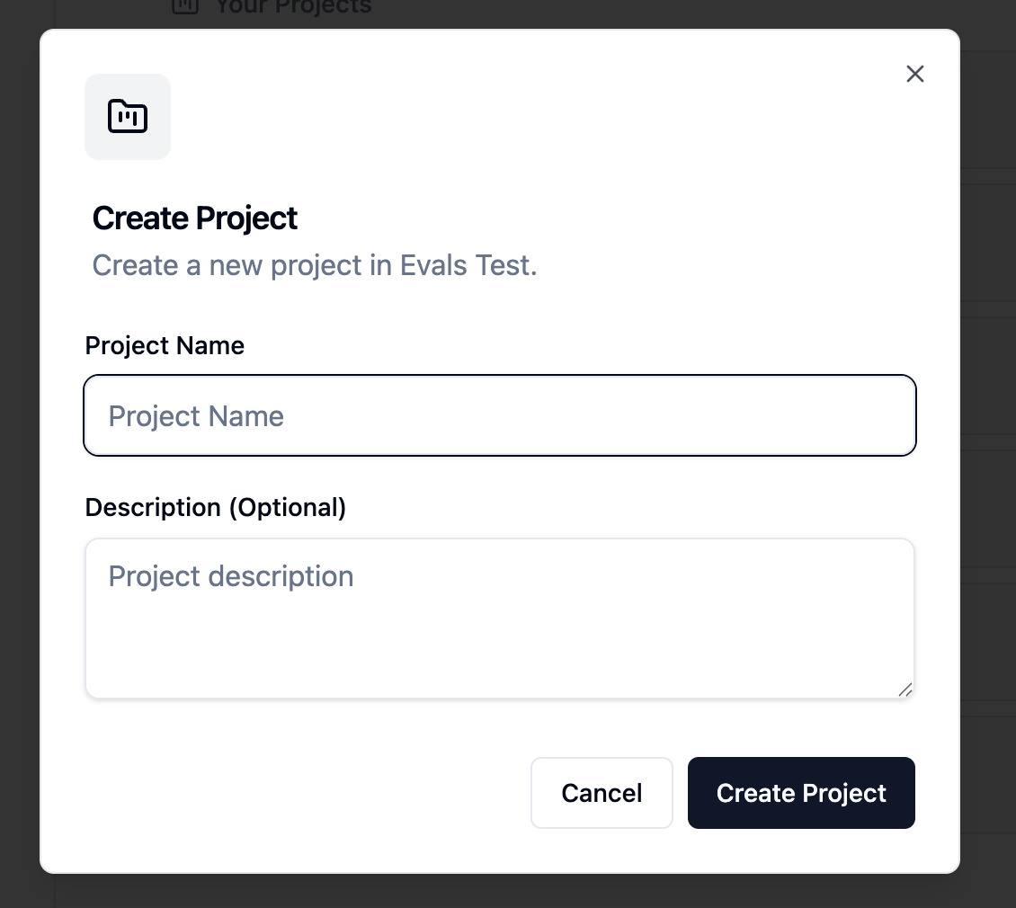 Create project dialog