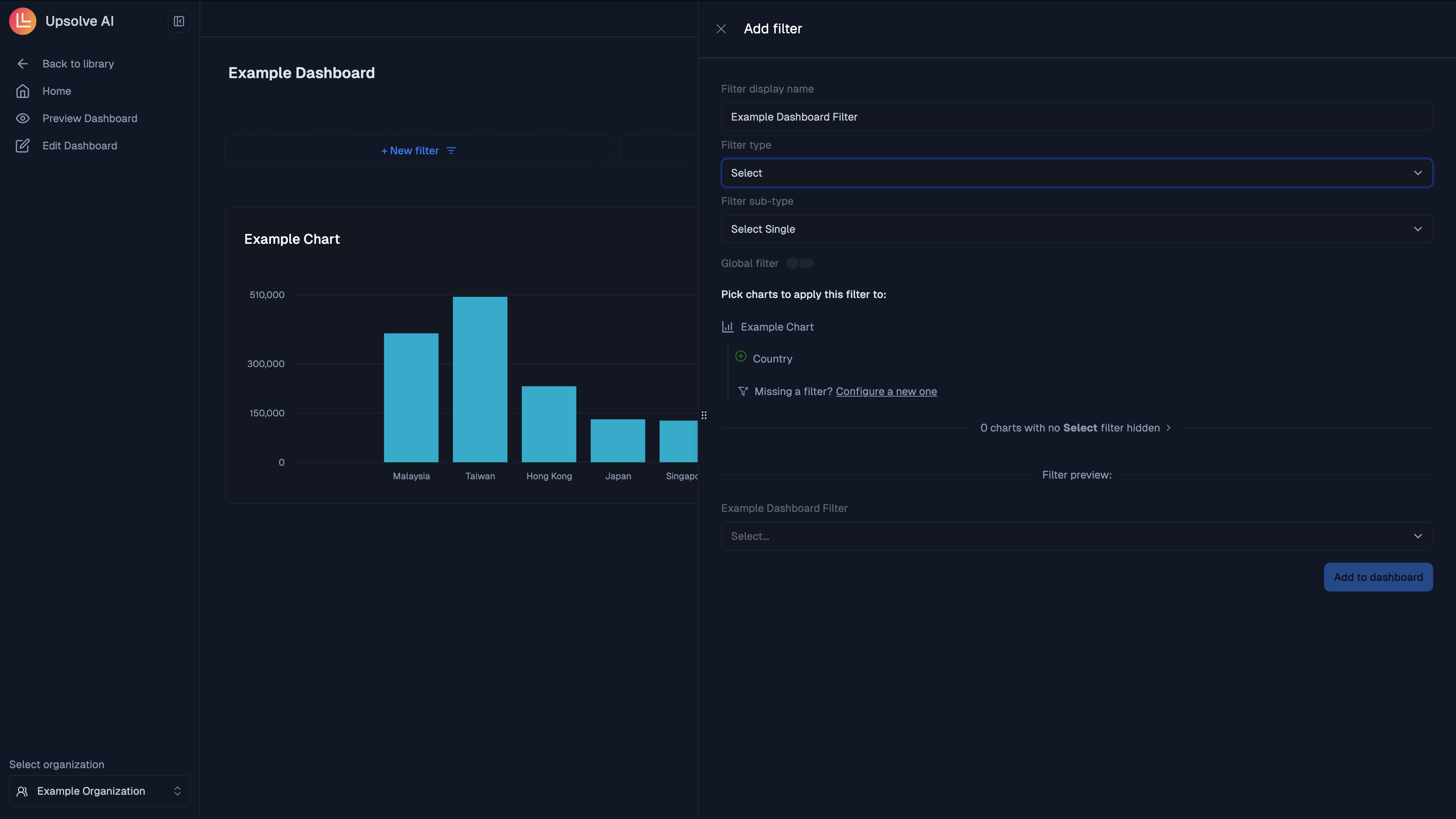 Selecting chart filter in Upsolve AI (Upsolve.ai)