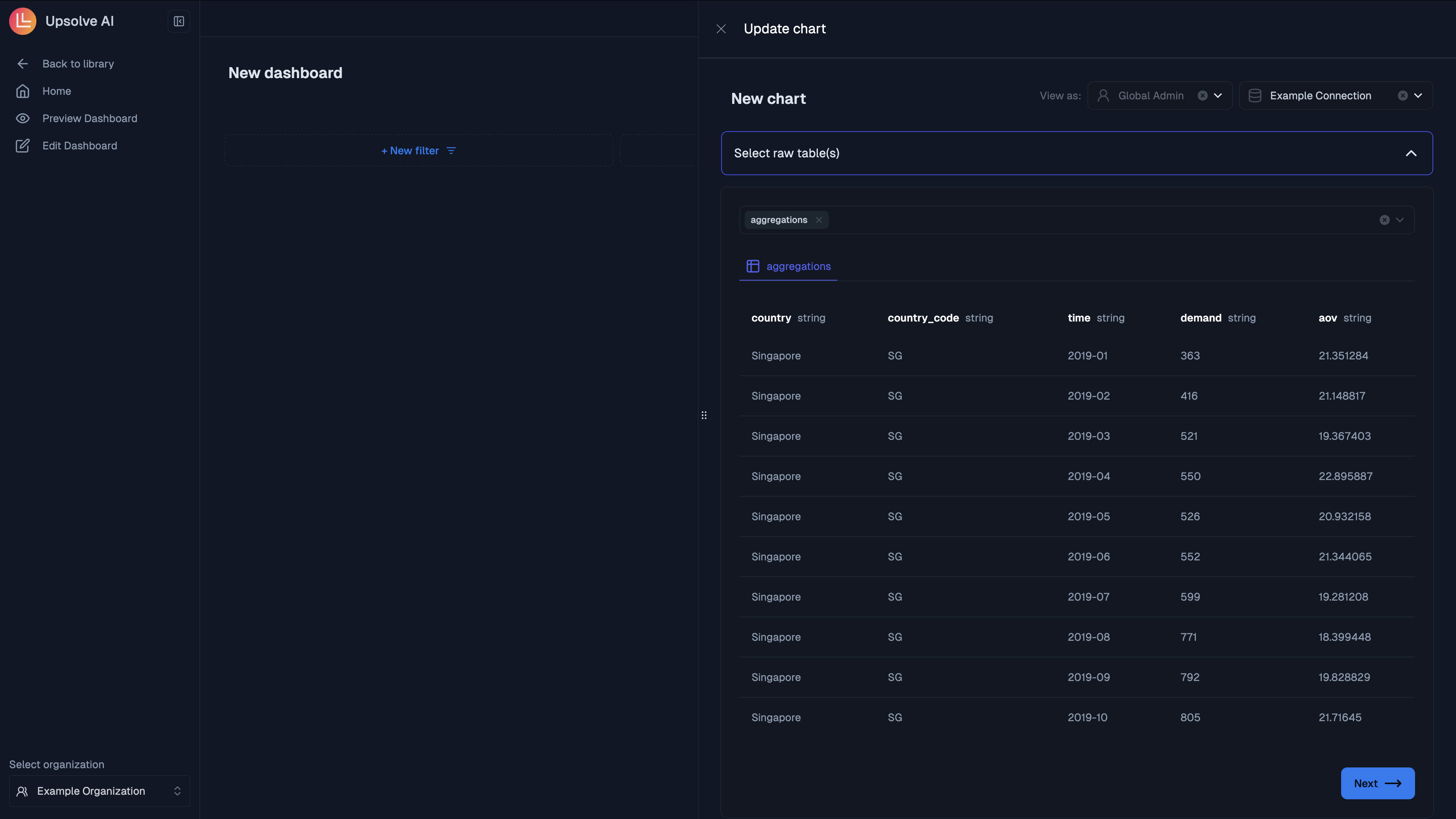Creating Chart in Upsolve AI (upsolve.ai)