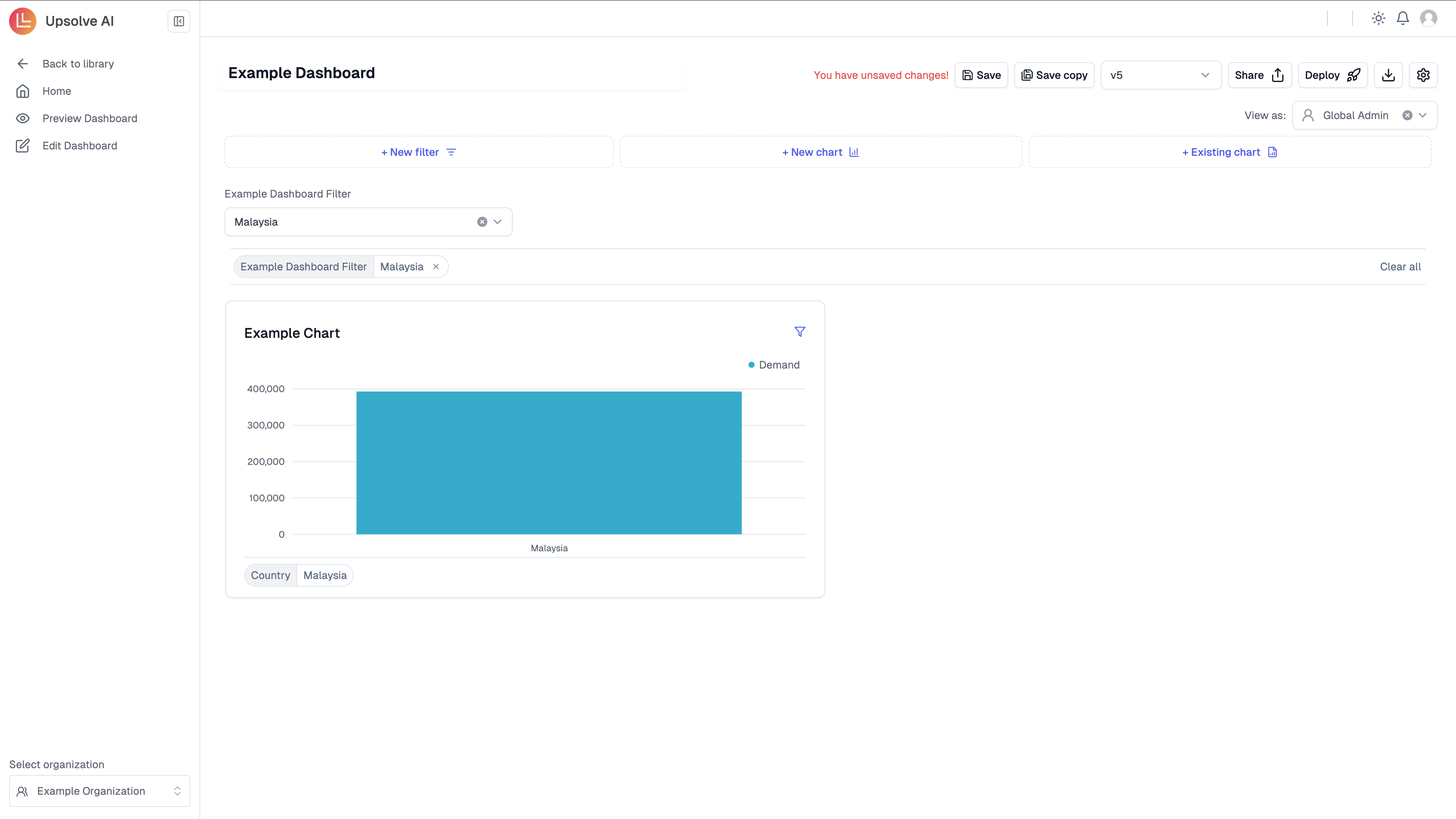 Dashboard Filter Preview in Upsolve.ai