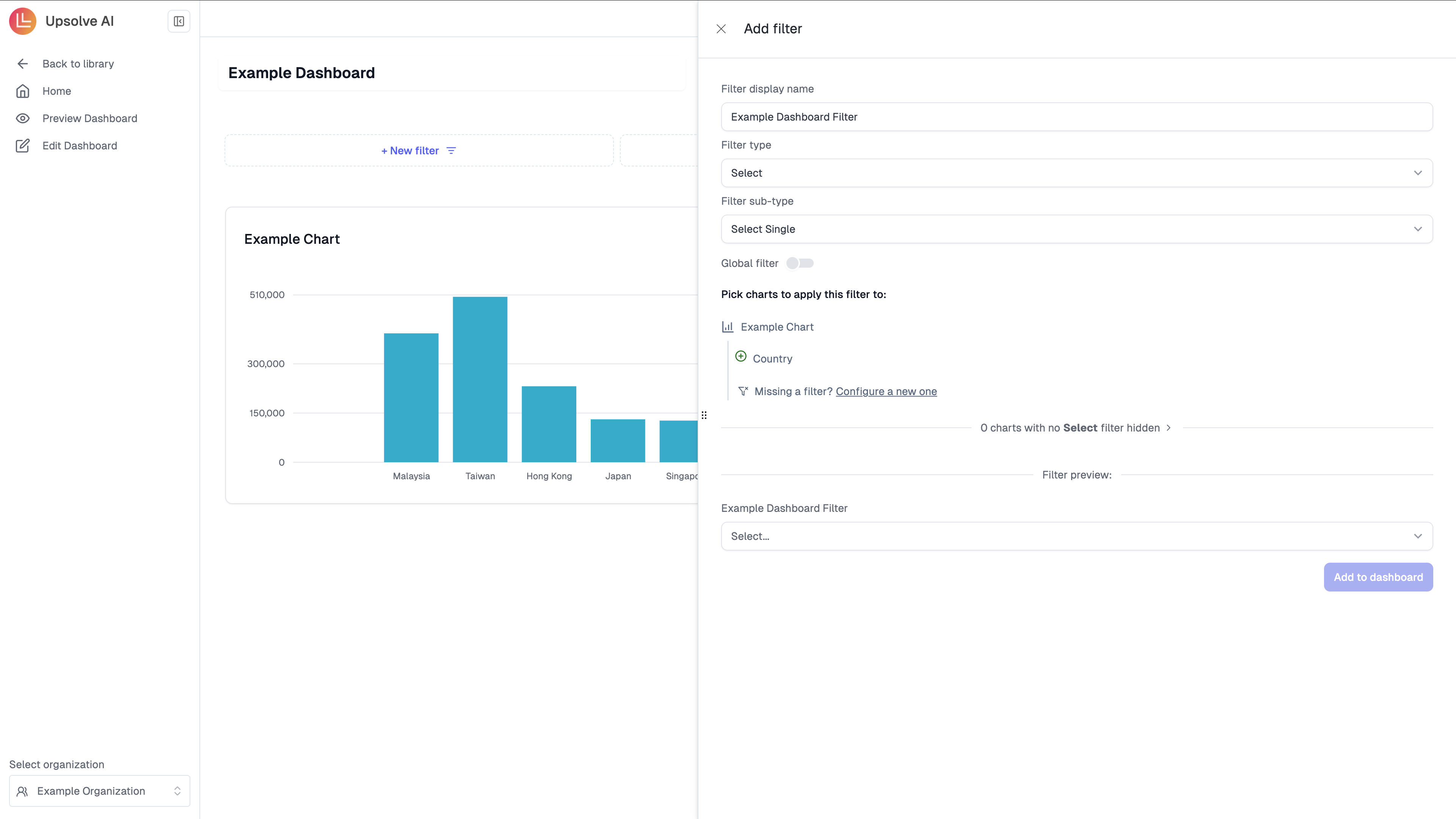 Selecting chart filter in Upsolve AI (Upsolve.ai)