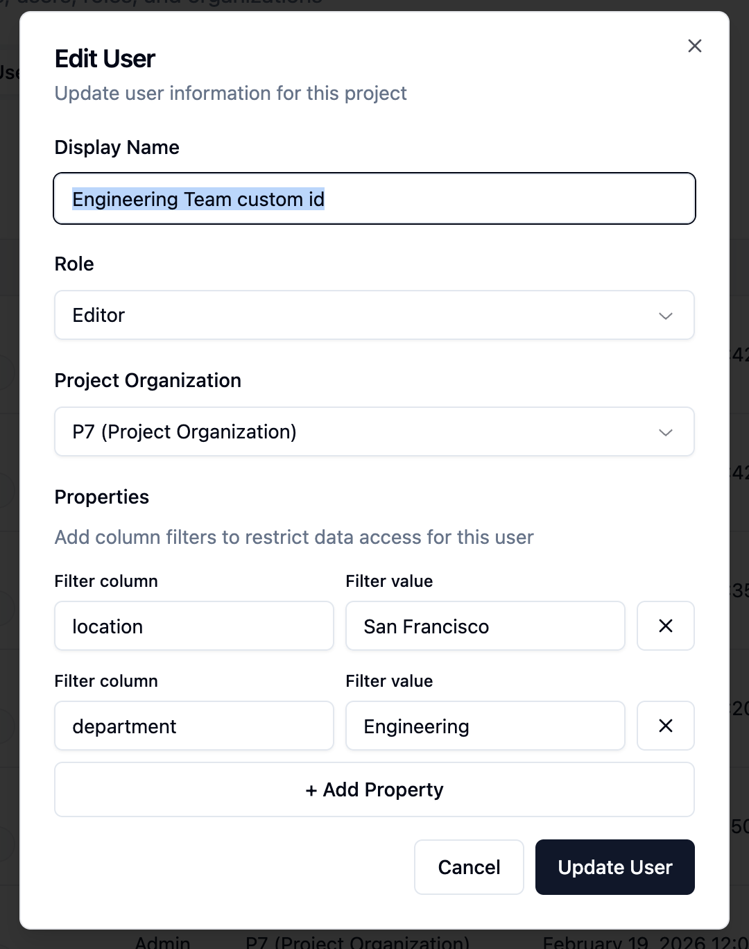 Setting user properties