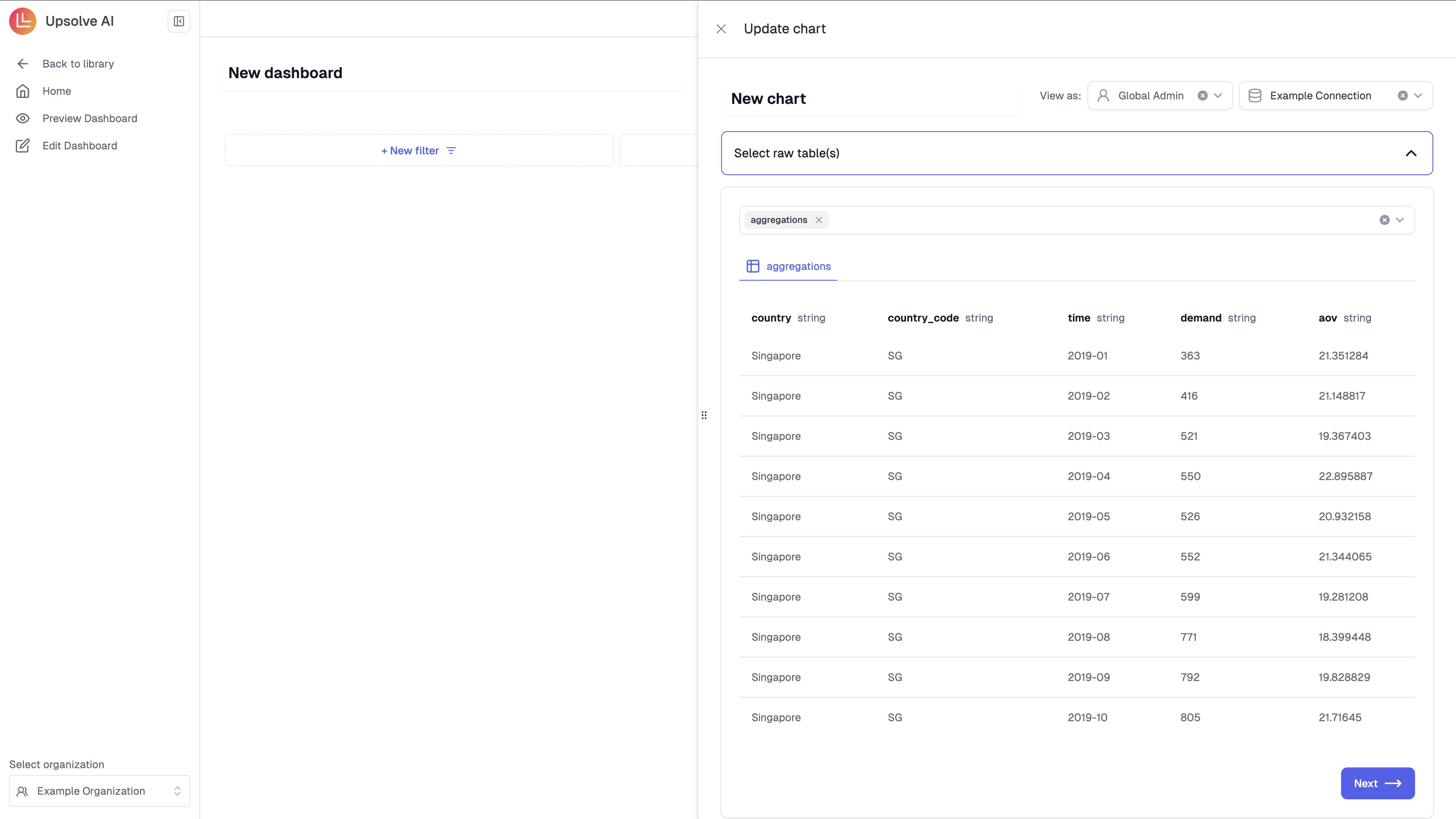 Creating Chart in Upsolve AI (upsolve.ai)