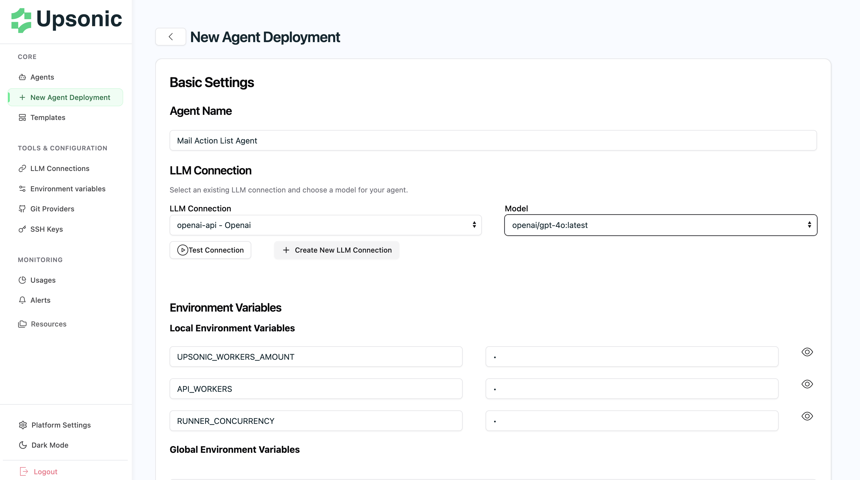 Agent Deployment Configuration