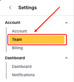 Team tab inside Upstack Settings