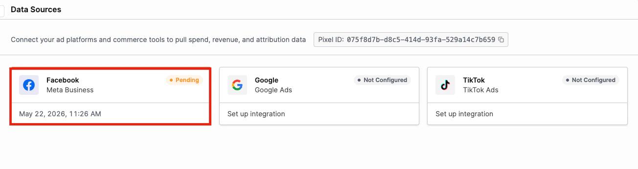 Locating the affected integration card in Data Sources