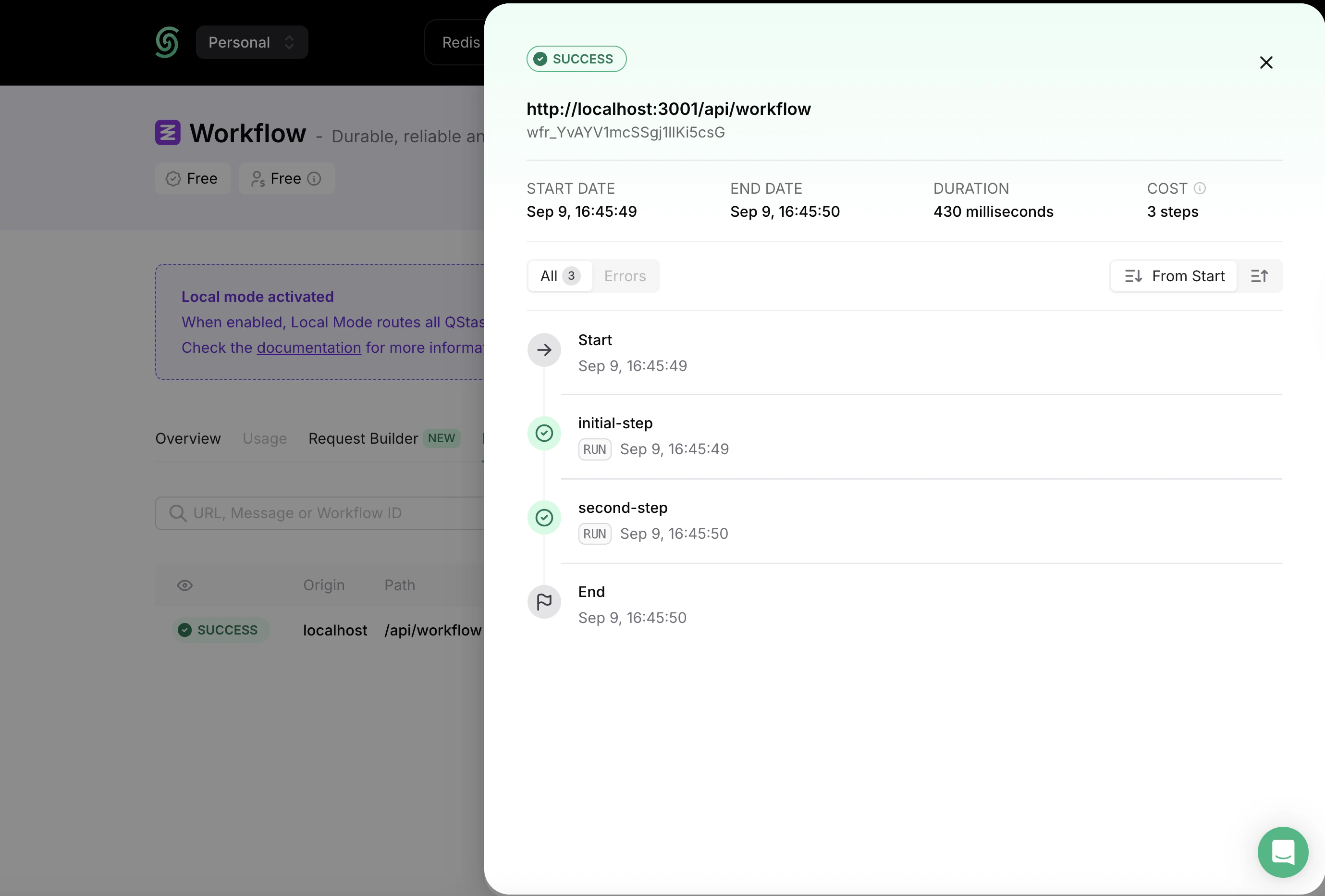 Debug a workflow run on UI