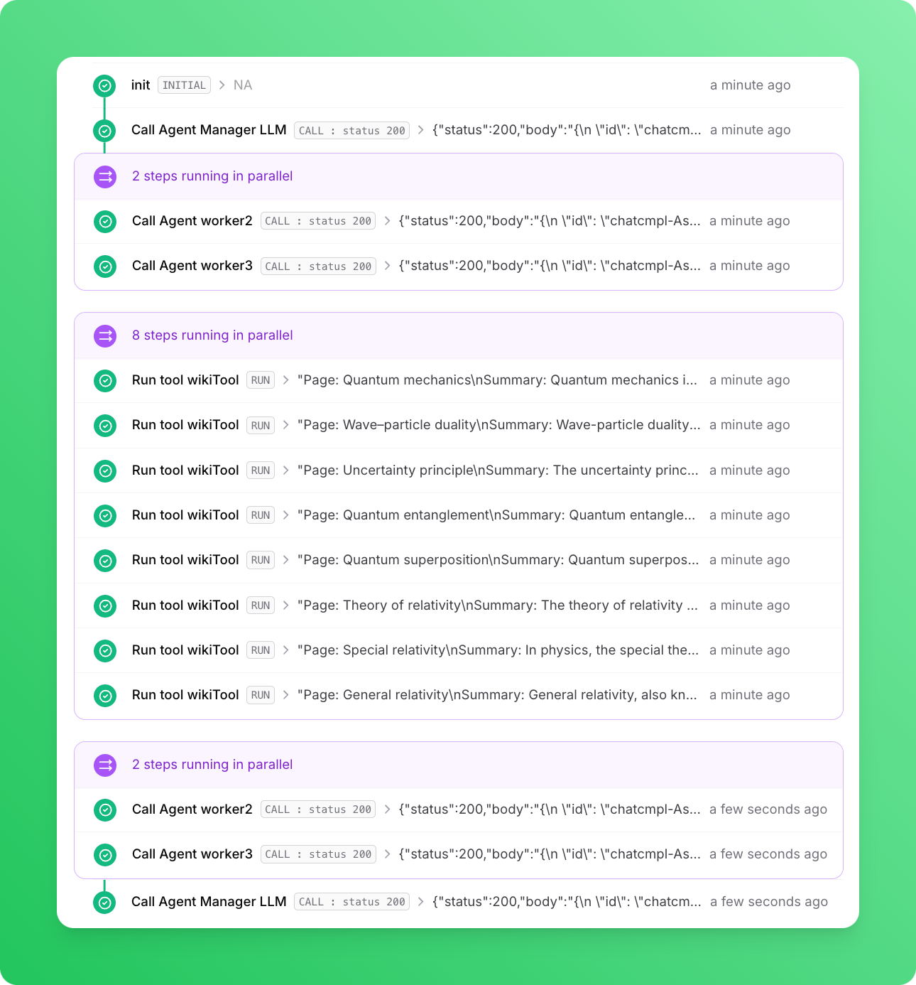 Orchestrator manager workflow logs