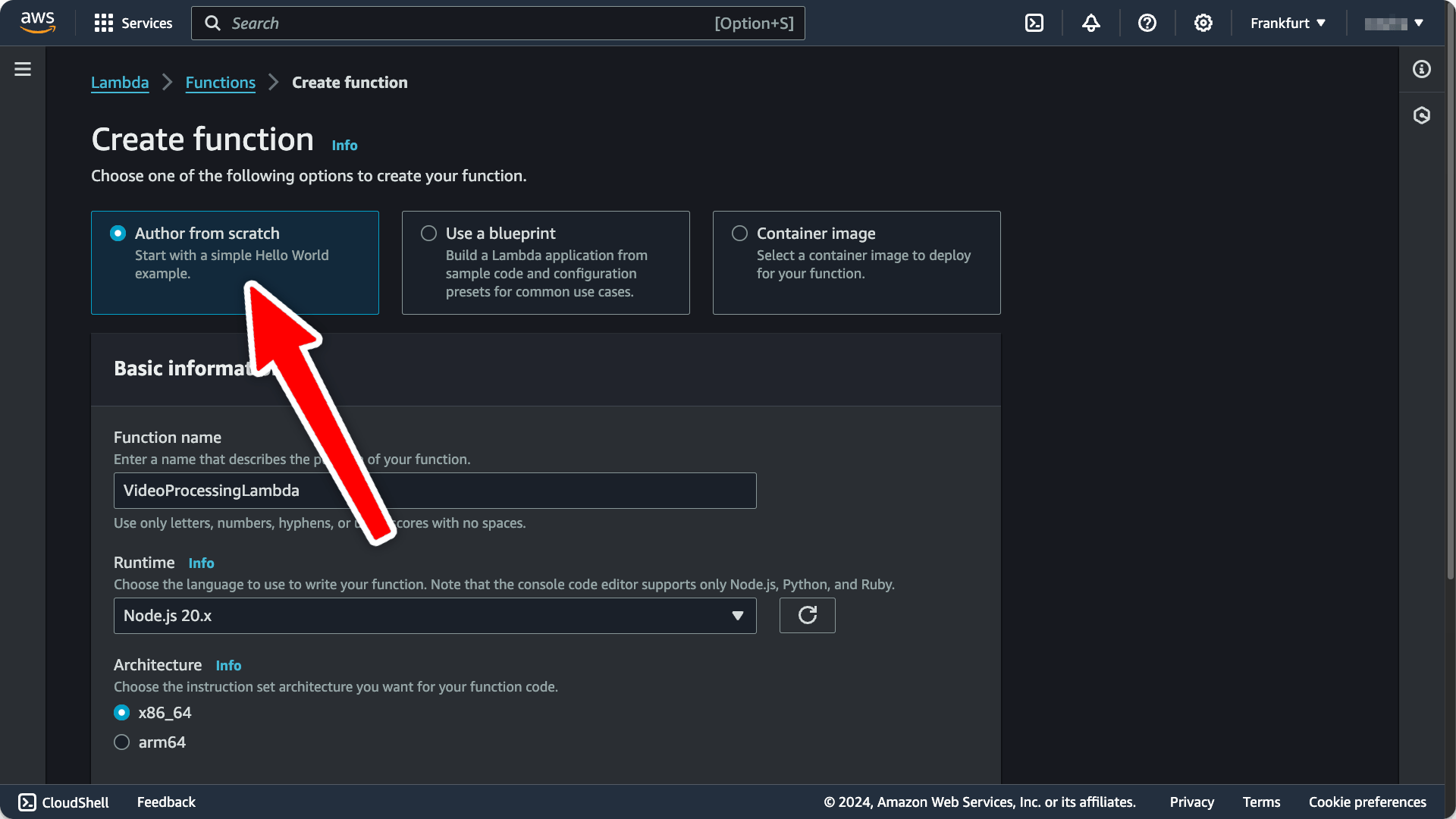 Create an AWS Lambda function