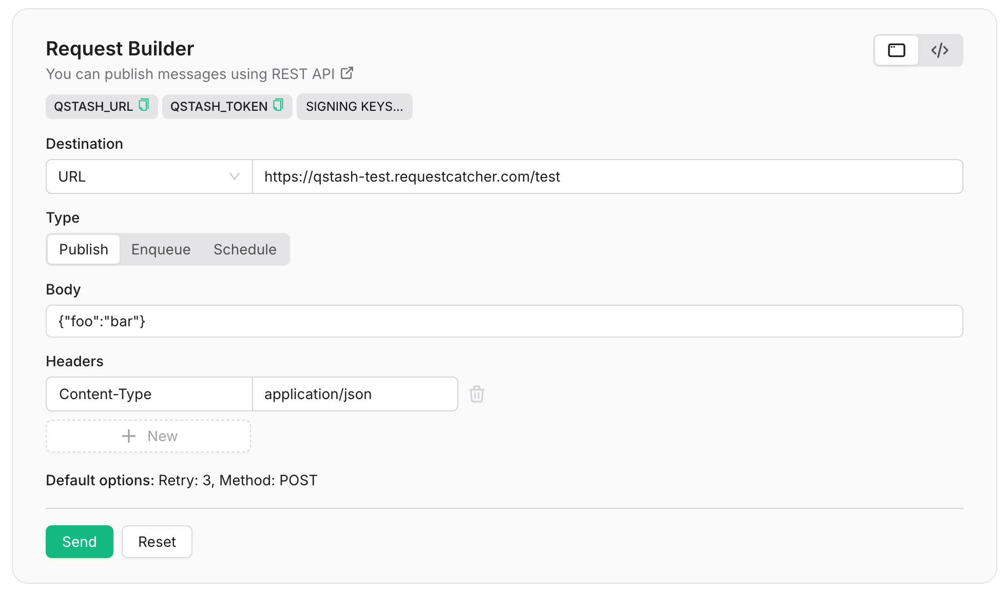 Send a message via the Upstash Console