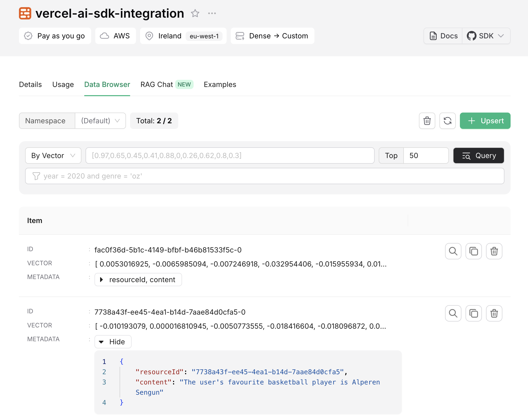 Added information can be seen in Upstash Console
