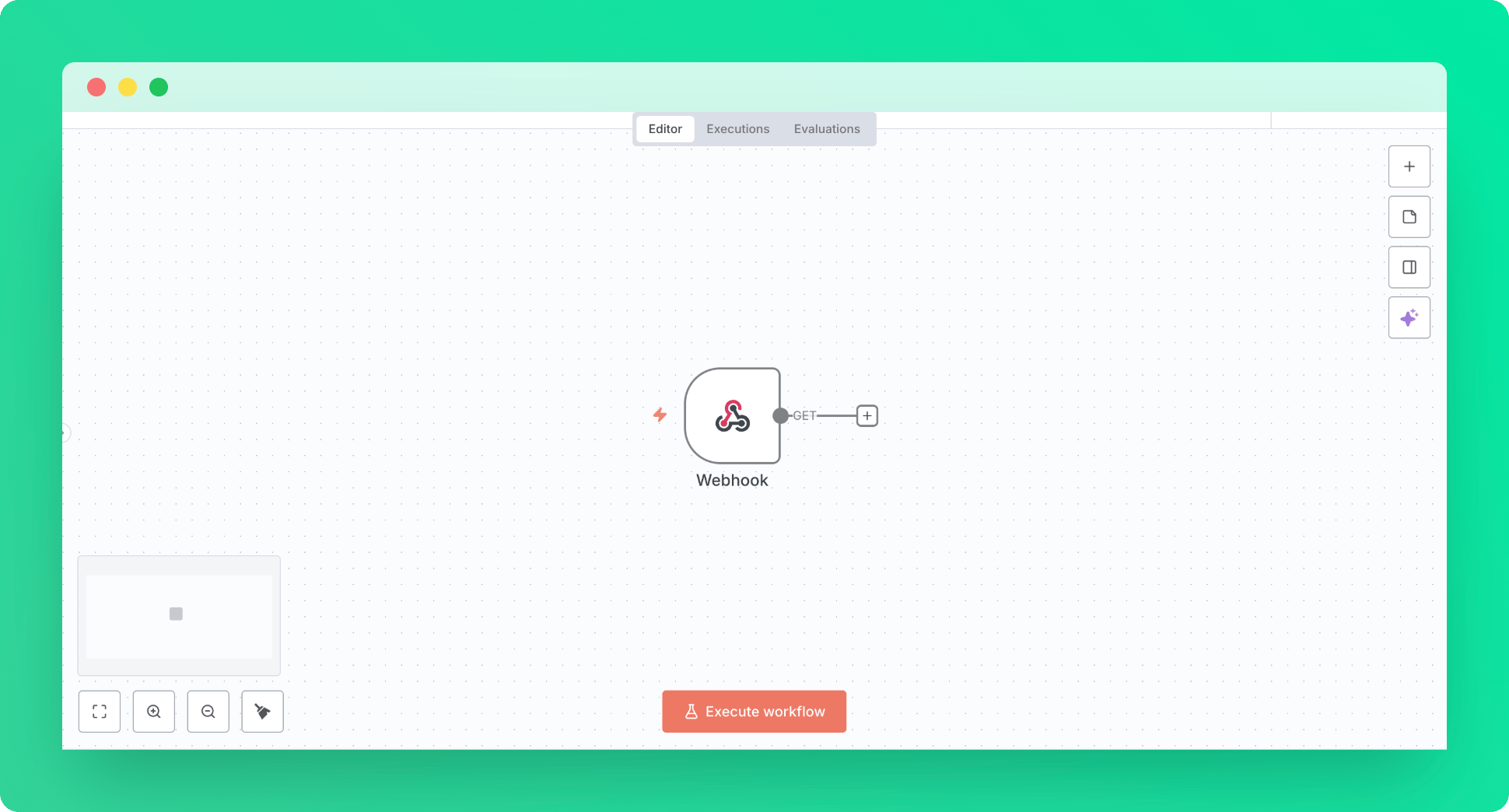 Webhook node in an n8n workflow