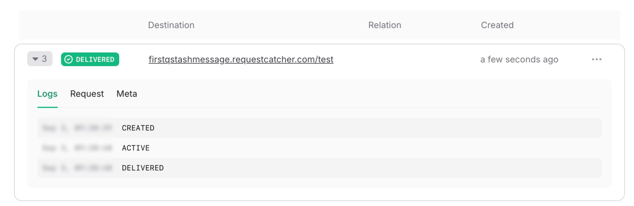 QStash message log in the Upstash Console