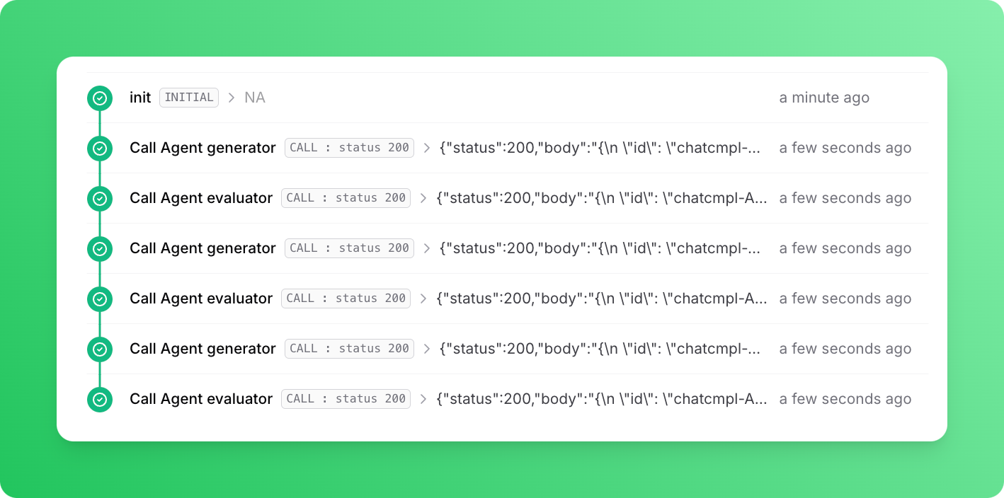 Evaluator-optimizer workflow logs