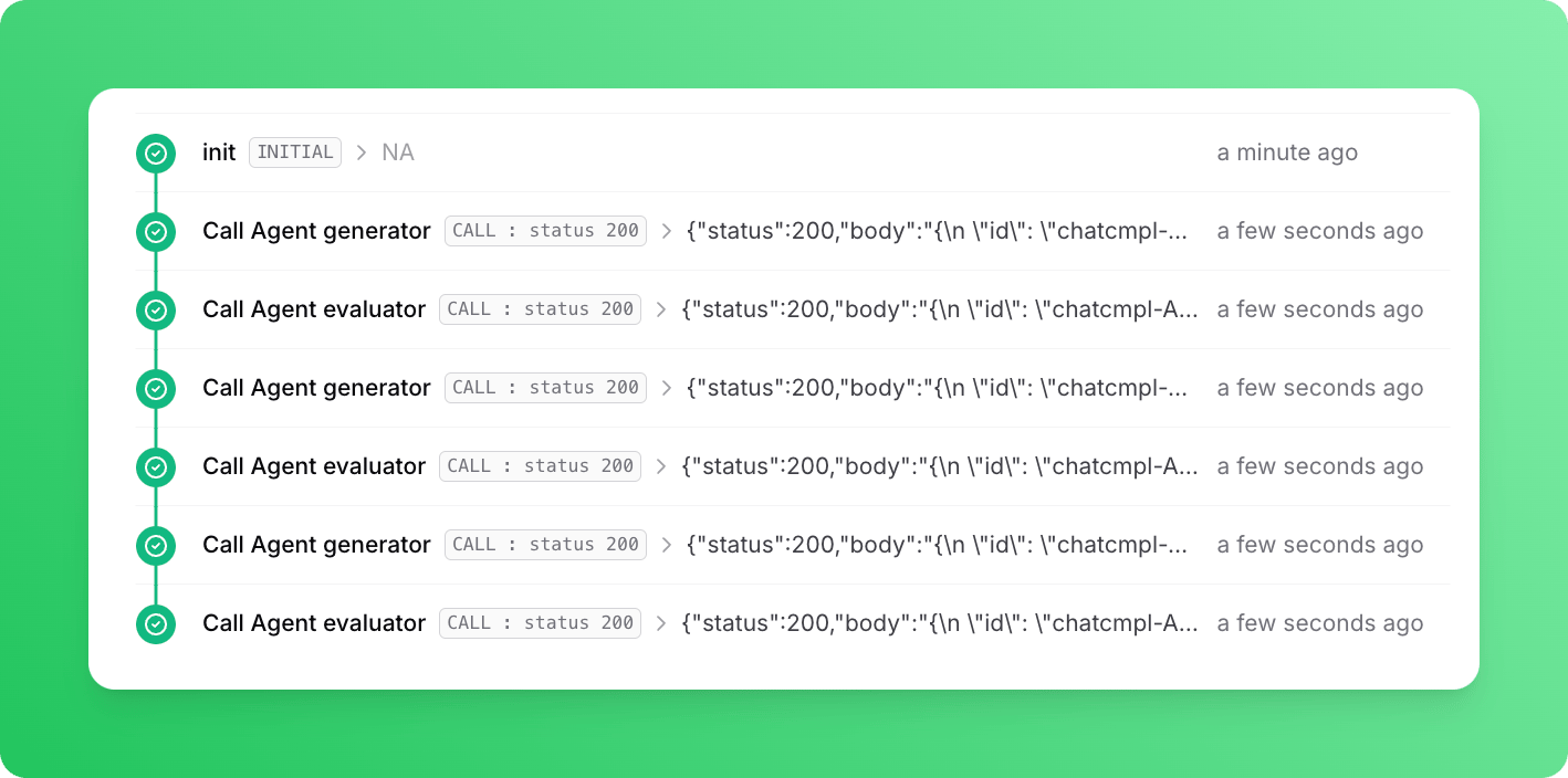 Evaluator-optimizer workflow logs