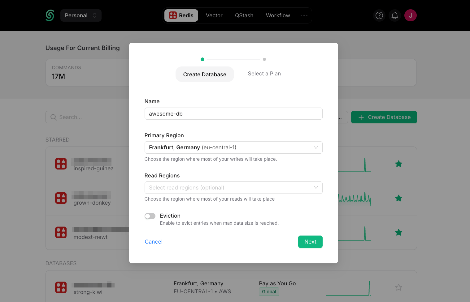 Create a Global Redis database