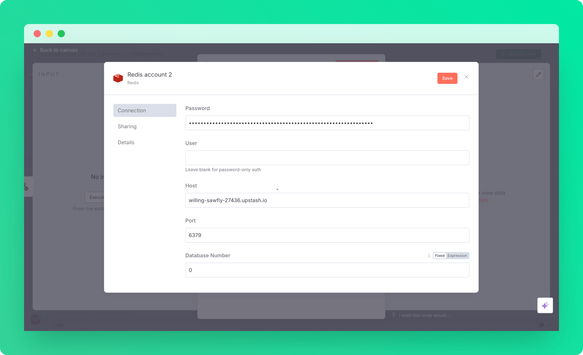 Configure Redis credentials in n8n