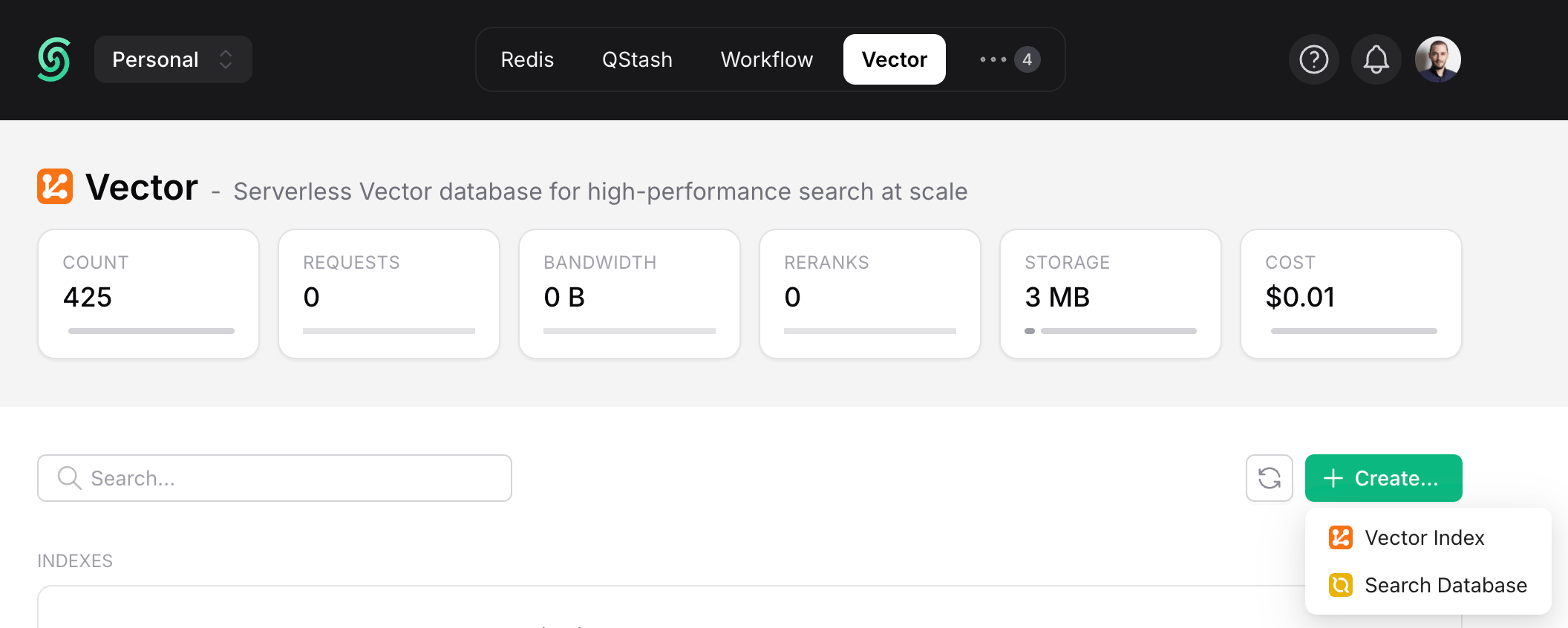 Create a Search database