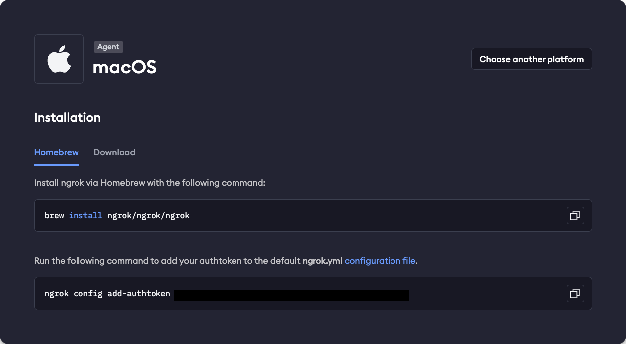 Configure an ngrok tunnel on macOS