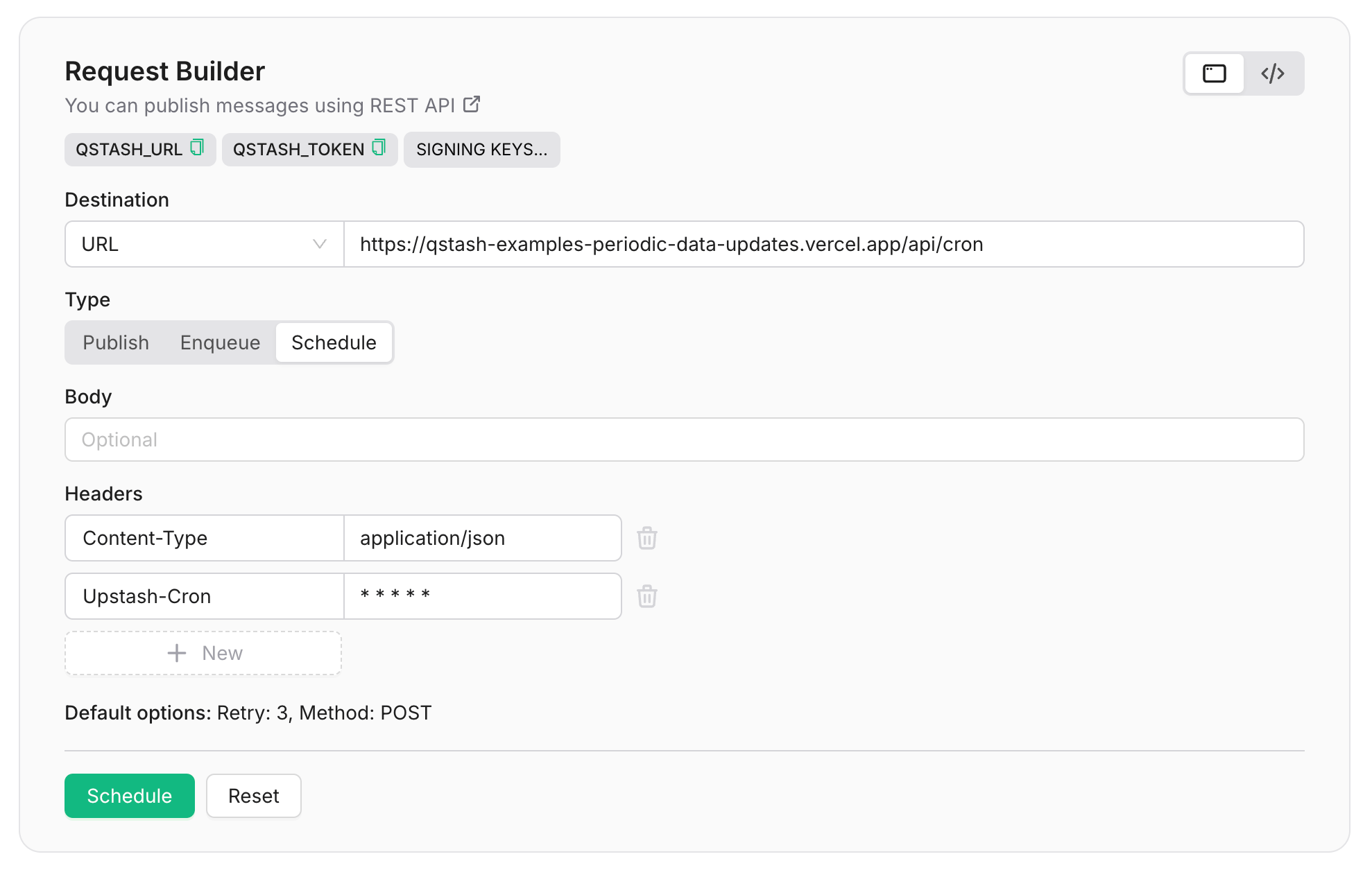 QStash schedules