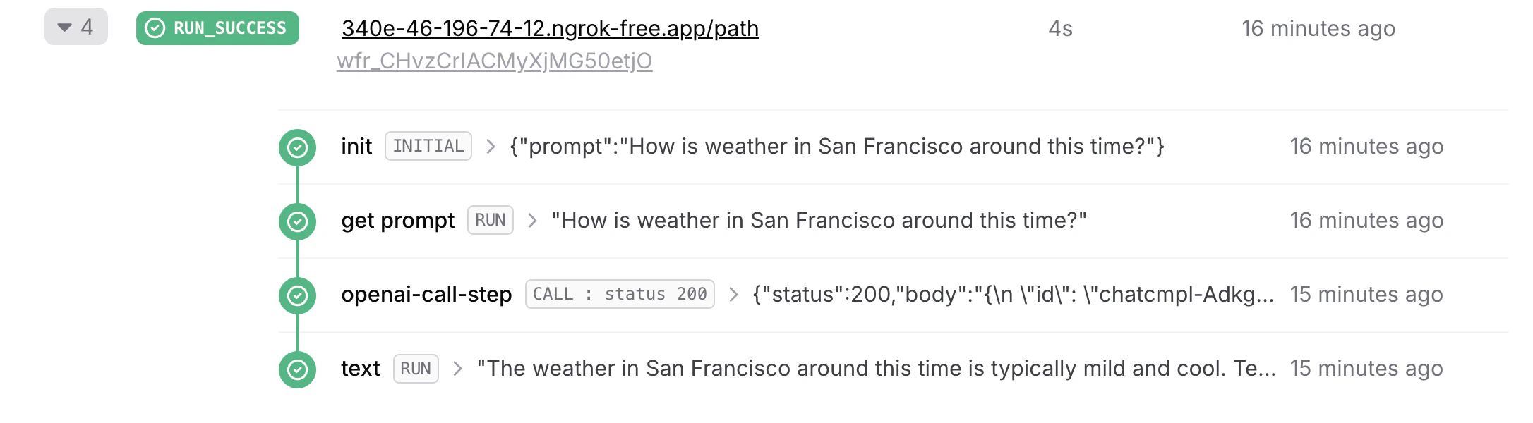 Workflow logs in dashboard