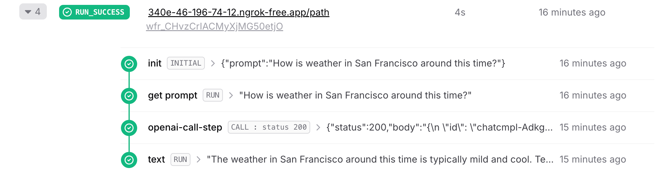 Workflow logs in dashboard