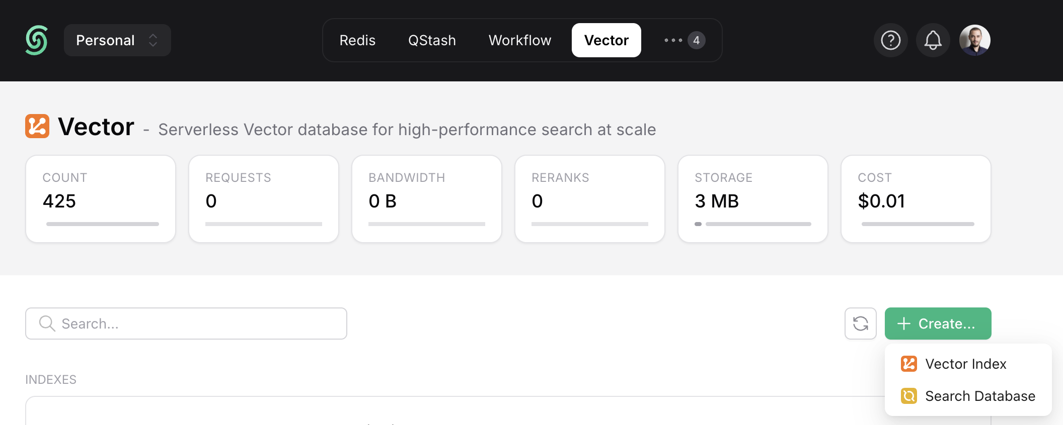 Create a Search database