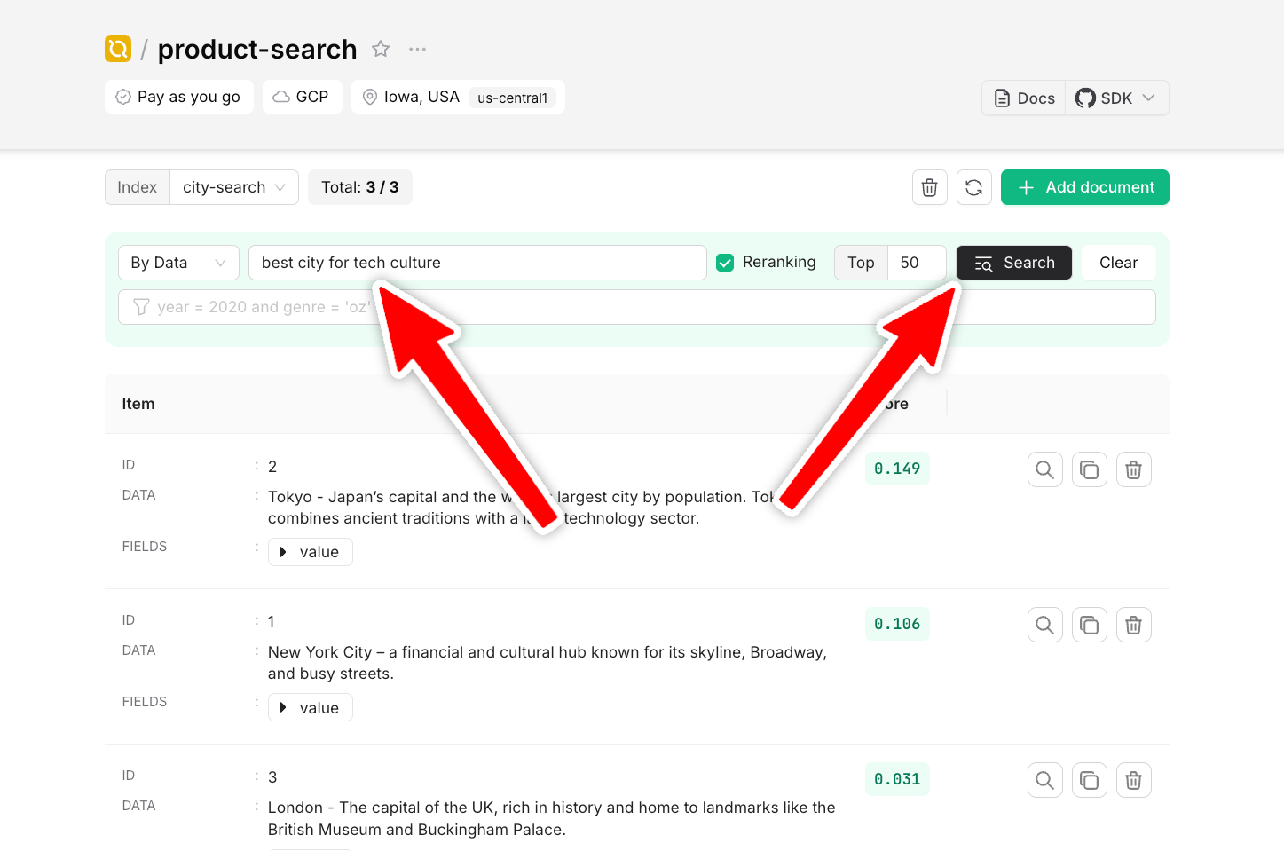 Run the first Search query