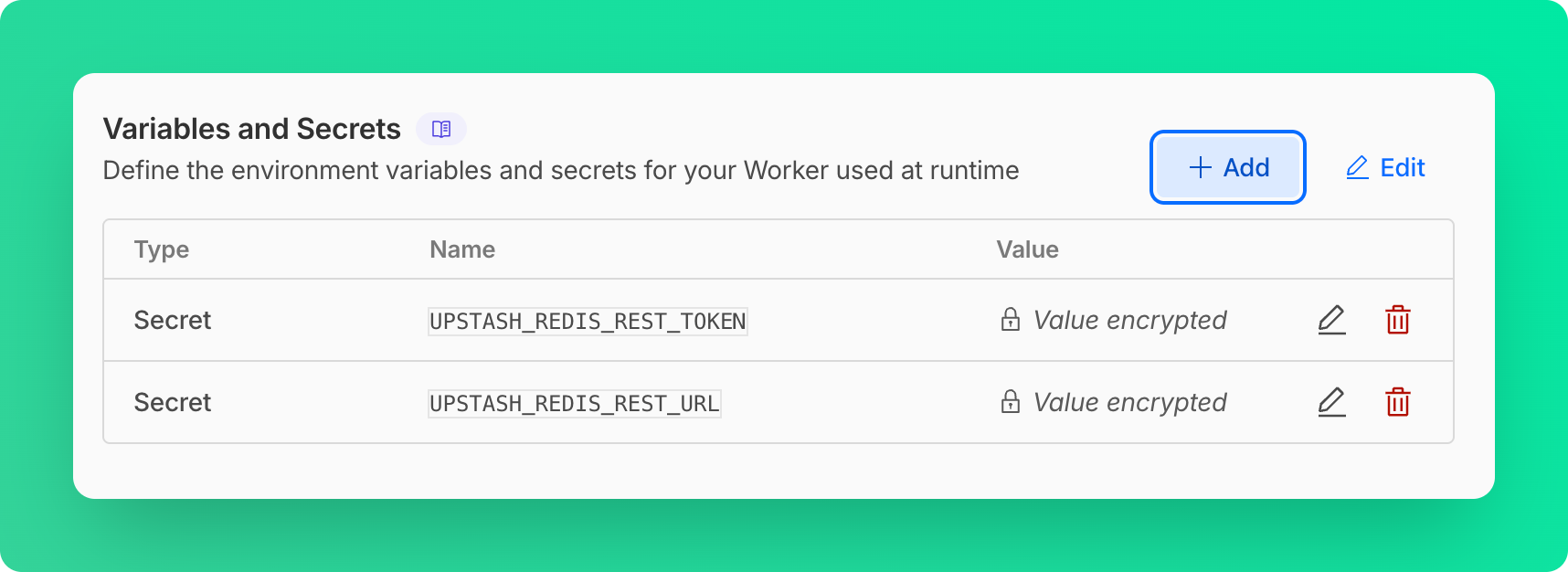 Redis secrets in Cloudflare Workers