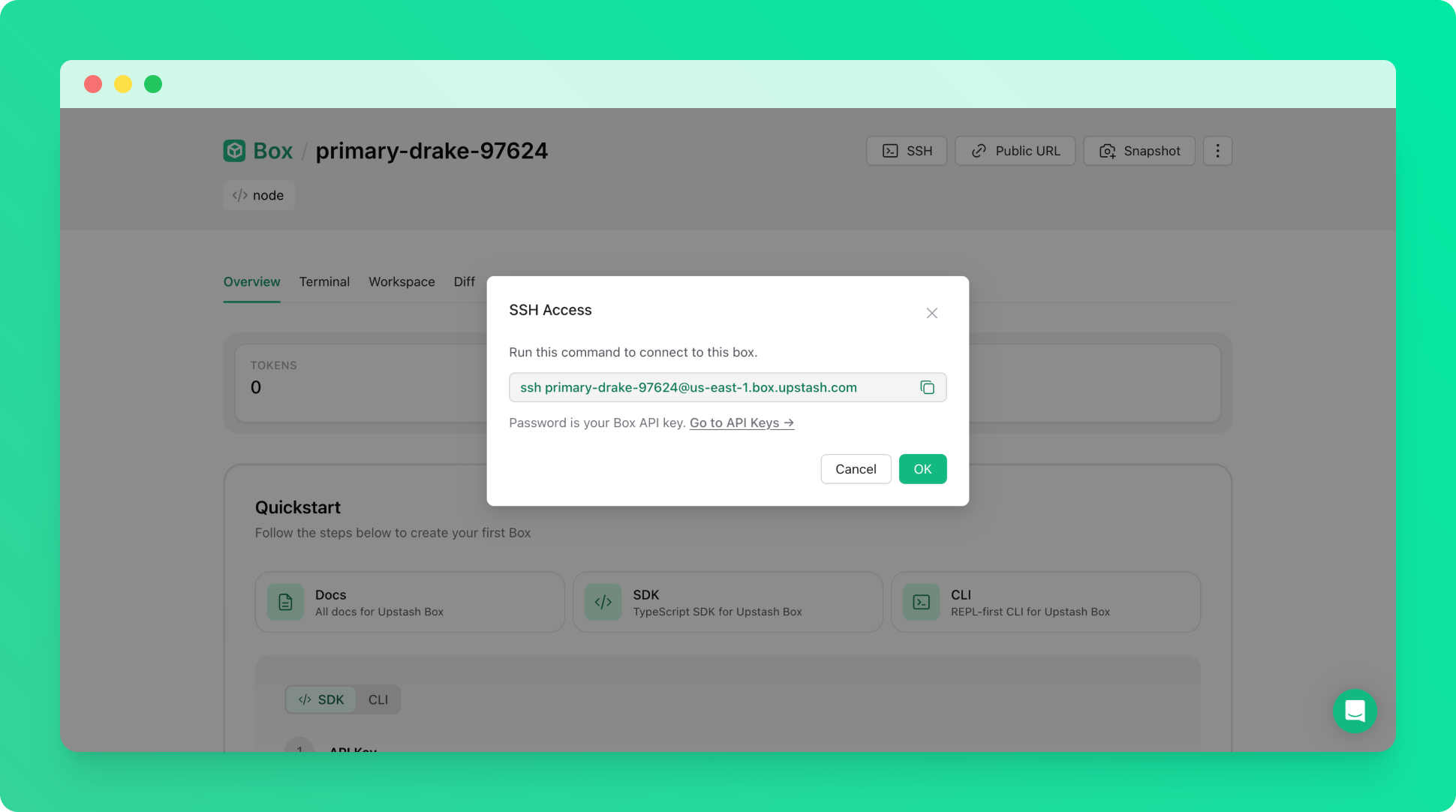 SSH connection to the Hermes Box